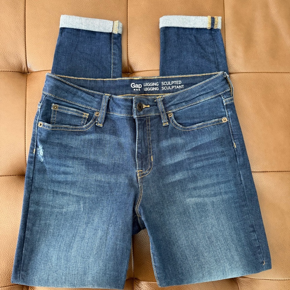 GAP Women's Dark Blue Sculpted Skinny Jeans 6/28